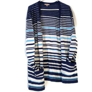 White Stag blue and white striped cardigan